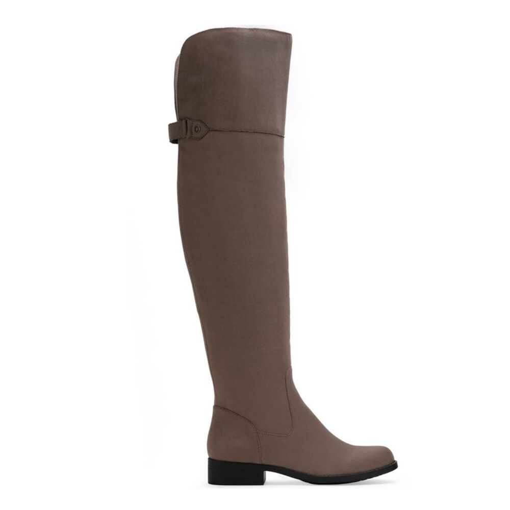 SUN STONE Womens Brown Wide Calf Allicce Round Toe Block Heel Riding Boot 5.5